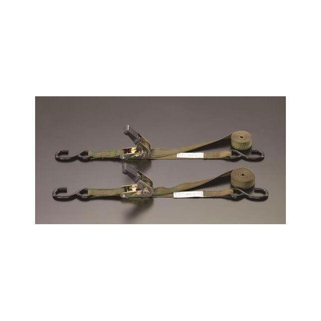 エスコ 25mmx3.6m ベルト荷締機（ラチェット式/カモー2本組） ESCO バイク 車 自動車 自転車の通販は 5,461円