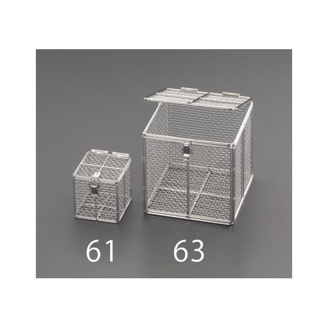 エスコ 150x150x100mm バスケット（フタ付ステンレス製） ESCO