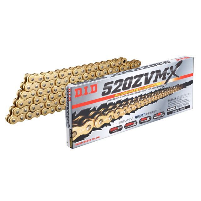 ディーアイディー ストリートチェーン 520ZVM-X カシメジョイントタイプ カラー ゴールド リンク数 112L DID バイクの通販は