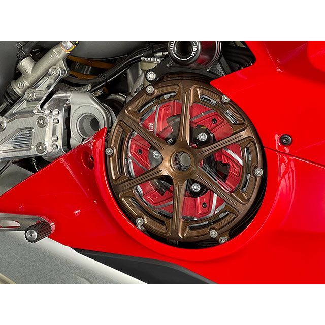 アエラ PanigaleV4 StreetfighterV4 クリアクラッチカバー カラー カシマブラウン AELLA