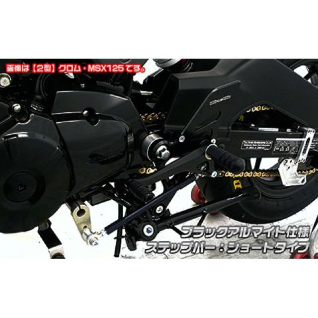 ウイルズウィン 3型 グロム（MSX125） 3型 グロム（MSX125）用 バックステップ ブラックアルマイト仕様 ステップバー ショートタイプ …
