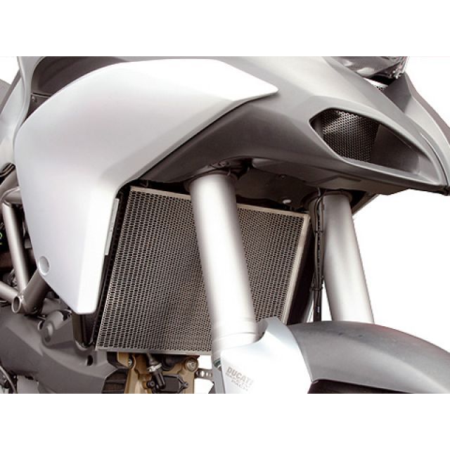 モトクレイジー MULTISTRADA1200/1200S オイルクーラー＆ラジエターコアガードセット カラー シルバー MotoCRAZY