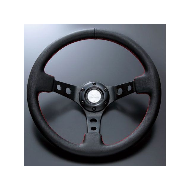 D1 SPEC DEEP70 ステアリング 33パイ ブラックレザー/レッドステッチ