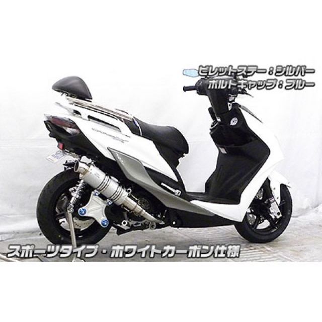 ウイルズウィン シグナスX（5型） シグナスX（5型）用 アニバーサリーマフラー スポーツタイプ サイレンサー ホワイトカーボン仕様 ビレットステー…_3