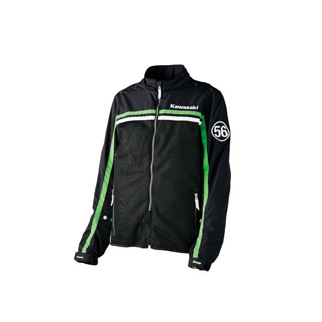 カワサキ ハーフメッシュパーカー（ブラック/グリーン） サイズ L KAWASAKI