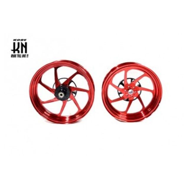 モトオブスポーツ XMAX250 XMAX300 MOS 鍛造アルミホイール前後セット（マットレッド） MOS