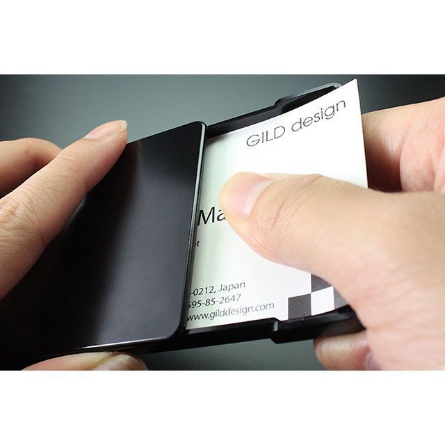GILD design（mobile item） ジュラルミン削り出し名刺入れ 「市松」 ブラック&シルバー GILD design_4