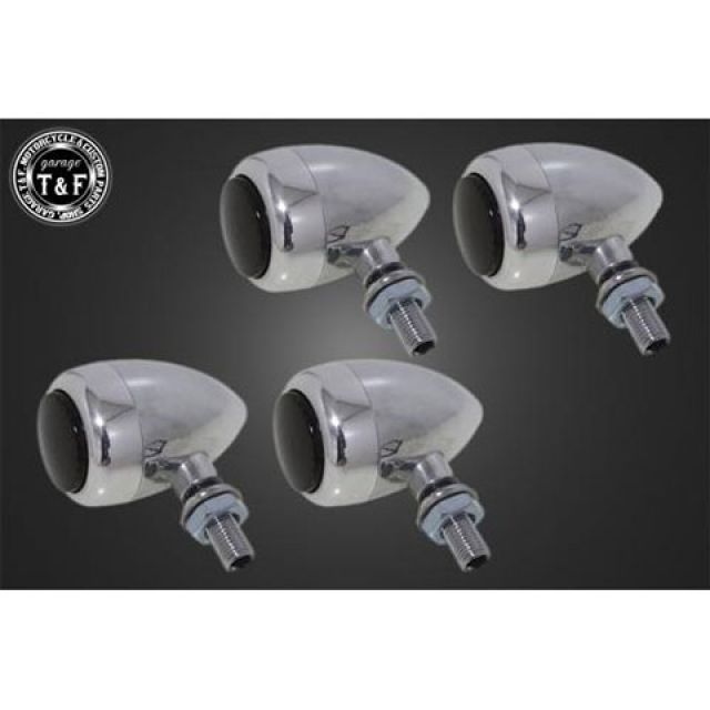 ガレージT&F 汎用 エッグウィンカー（LED）ポリッシュ ダークレンズ仕様キット ウインカーステー A T&F