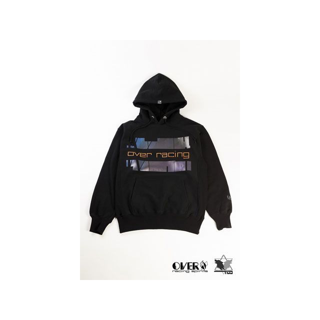 オーバーレーシング spirits フード付きパーカー（ブラック） サイズ M OVER RACING