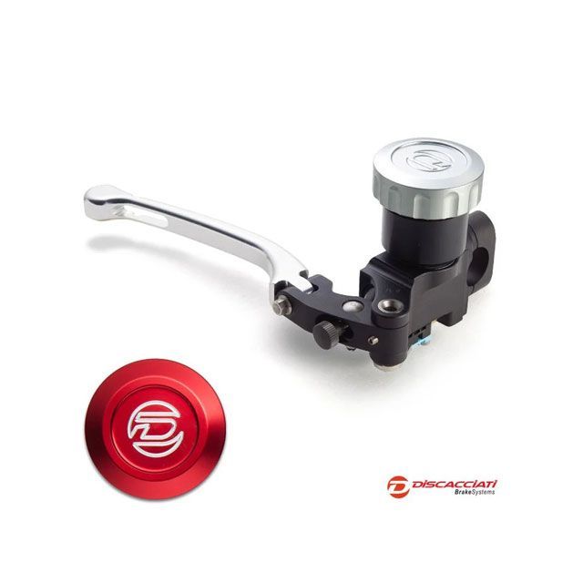 Discacciati 汎用 丸タンクラジアルブレーキマスター Φ14 レバー シルバー タンクキャップ レッド 仕様 ハンドル：ミリのみ Disc…