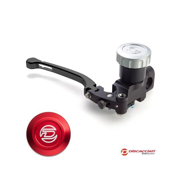 Discacciati 汎用 丸タンクラジアルブレーキマスター Φ14 レバー ブラック タンクキャップ レッド 仕様 ハンドル：ミリのみ Disc…