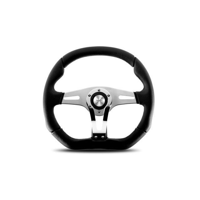 モモ トレックR ステアリング 35パイ ブラックレザー×シルバースポーク モモ トレックR ステアリング 35パイ ブラックレザー×シルバースポーク