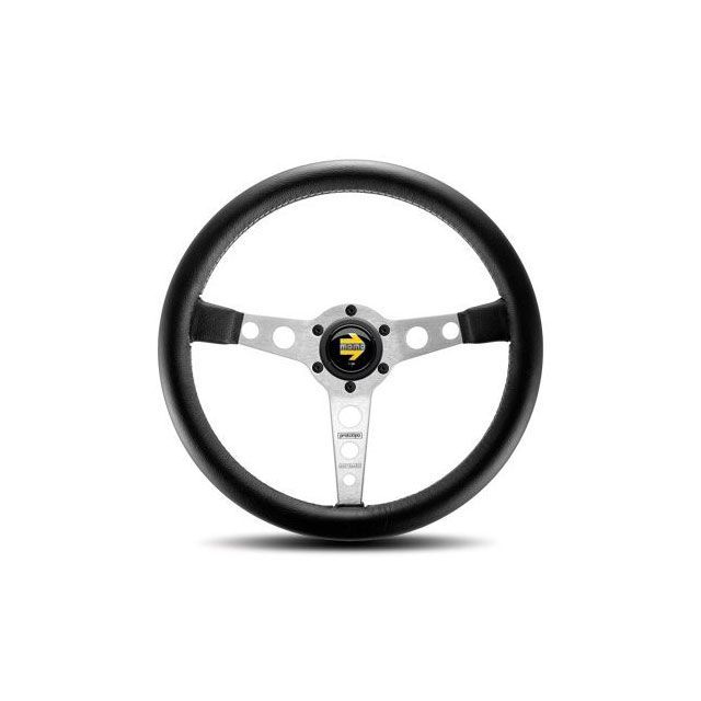 モモ プロトタイプ 35パイ レザー ブラックグリップ/シルバースポーク MOMO 車 自動車の通販は