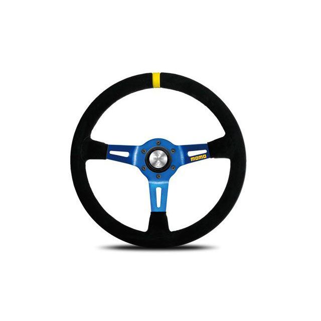 モモ モデル08 35パイ スエード ブラックグリップ/ブルースポーク MOMO 車 自動車の通販は 25,826円