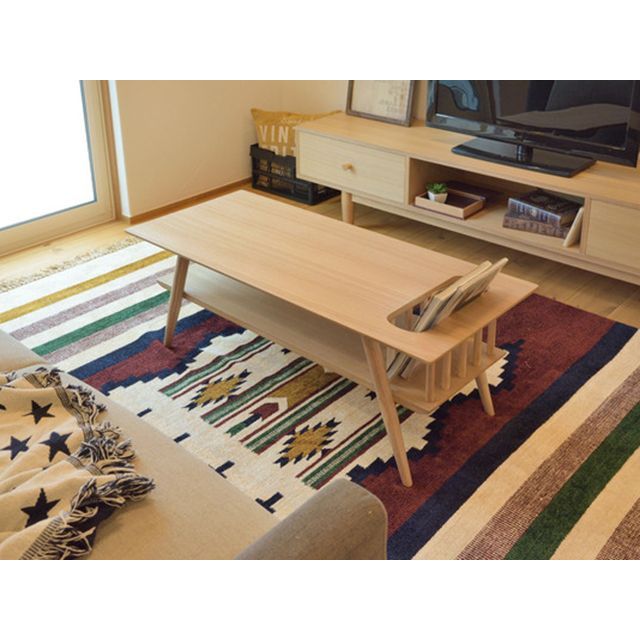 【メーカー直送】東谷 SOT-105NA 棚付センターテーブル（ナチュラル） Azumaya_5