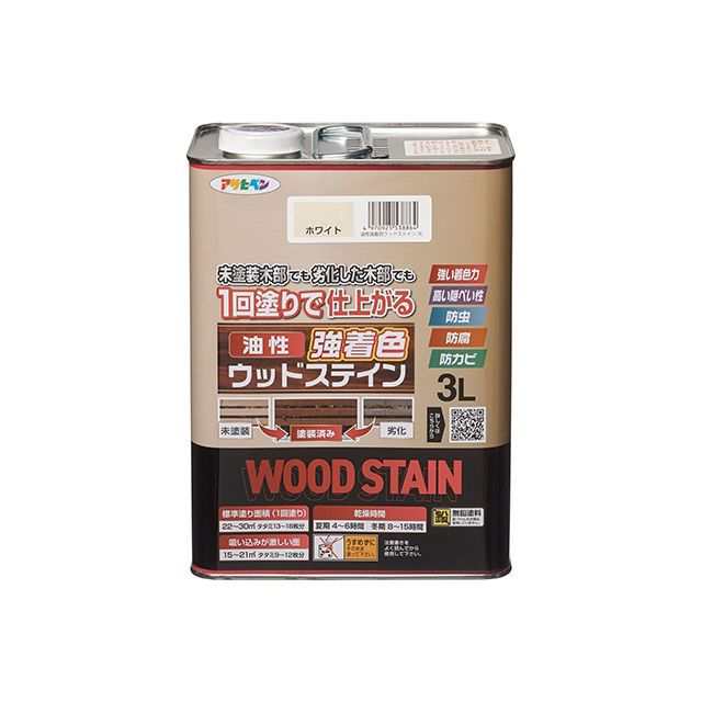 アサヒペン 油性強着色ウッドステイン 3L（ホワイト） asahipen 日用品の通販は 4,697円