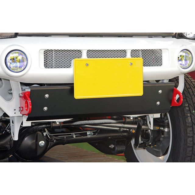 【メーカー直送】マスターピース ジムニー JB23W 用 ブラック スキッドプレート 牽引フック（ペイント タイプ）付き MASTER PIECE_1