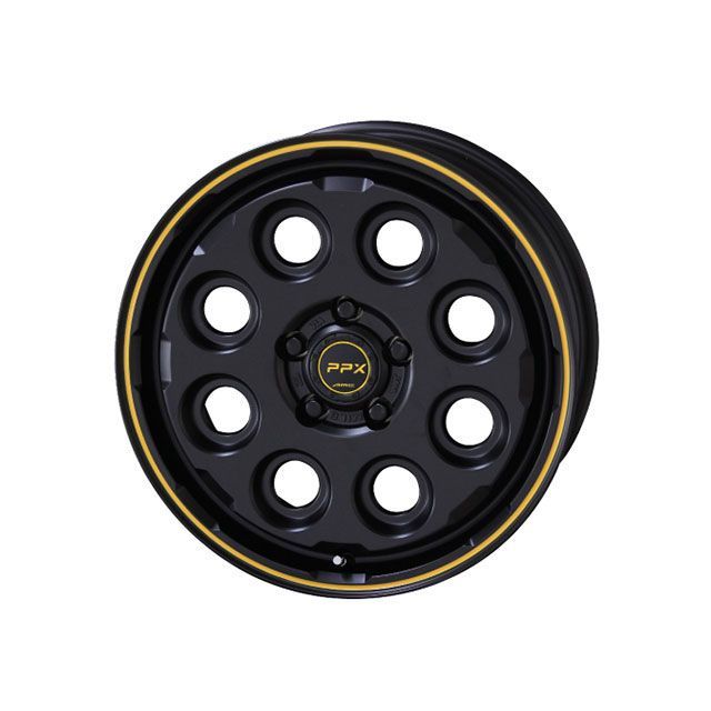 PPX MIL：8 15×4.5J/インセット＋45/ホール4穴/PCD100/セミグロスブラックxイエローライン PPX