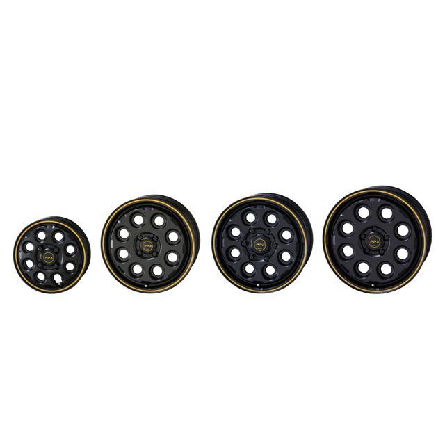 PPX MIL：8 16×5.5J/インセット＋0/ホール5穴/PCD139.7/セミグロスブラックxイエローライン PPX