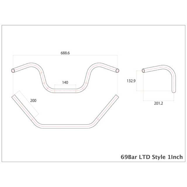 モーターロック 汎用 69バー LTDスタイル 1インチ 仕様 ディンプル無し カラー ポリッシュ Motor Rock_3