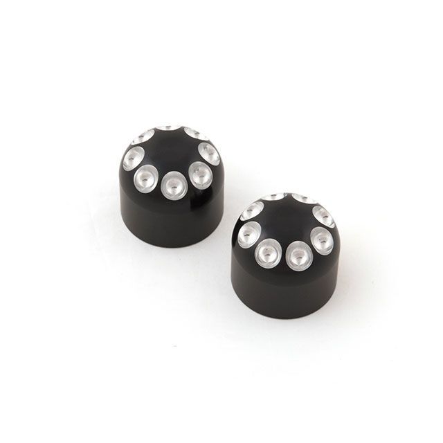 ケンズファクトリー ハーレー用 Front AxleCap for 1”＆ 25mmAxle Blk/Machinecut kens-factory…の通販は 6,215円