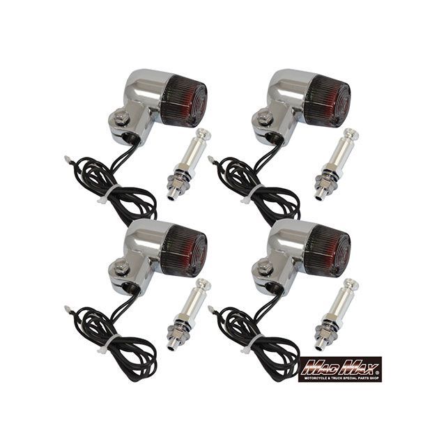 マッドマックス 汎用 汎用 丸形ミニヨーロピアンウインカー M10×73mm取付ステー アルミ製付 4個セット（シルバー/スモーク） MADMAX …の通販は 8,376円