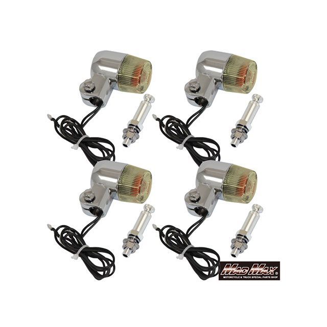 マッドマックス 汎用 汎用 丸形ミニヨーロピアンウインカー M10×73mm取付ステー アルミ製付 4個セット（シルバー/黄ばみ） MADMAX バ…の通販は 8,376円