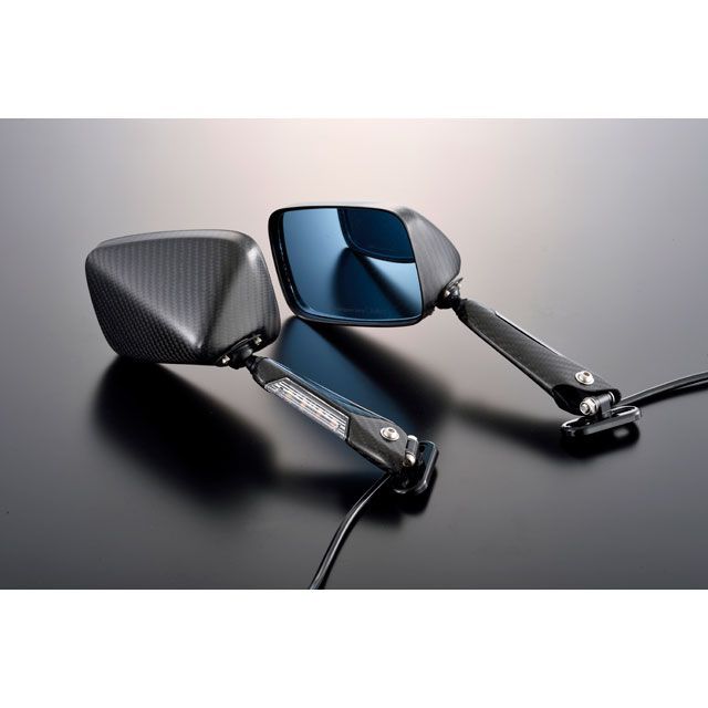 マジカルレ シング 汎用 ウルトラライトLEDカ ボンウインカ ミラ ライトニング タイプ5 平織カ ボン製 ステムカラ 黒 フィッティングプレ YFサイズ (ロゴ有)