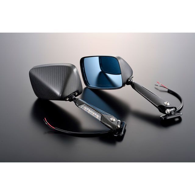 マジカルレ シング 汎用 ウルトラライトLEDカ ボンウインカ ミラ ライトニング タイプ5 平織カ ボン製 ステムカラ 黒 フィッティングプレ YFサイズ (ロゴ有)