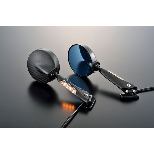 マジカルレーシング 汎用 ウルトラライトLEDカーボンウインカーミラー ライトニング タイプ6/平織カーボン製 ステムカラー 黒 フィッティングプレ…