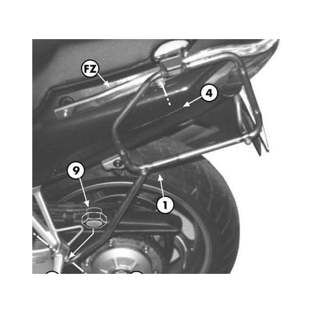 ジビ VFR 800 VFR 800（98-01） チューブ状サイドケース ホルダー（ブラック） GIVI
