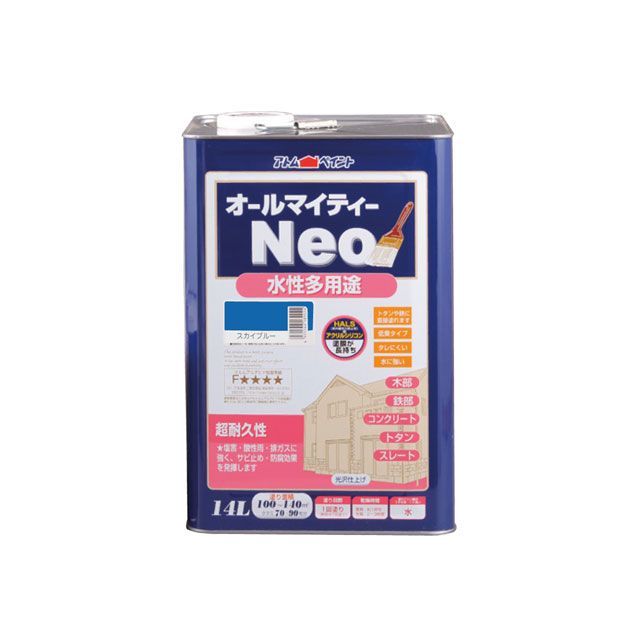 アトムハウスペイント 水性オールマイティーネオ14Lスカイブルー ATOM HOUSE PAINT