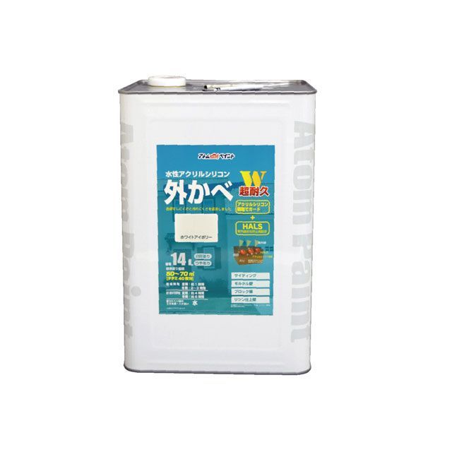 アトムハウスペイント 水性アクリルシリコン外かべ用14Lホワイトアイボリー ATOM HOUSE PAINT
