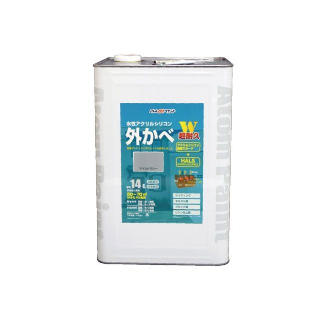 アトムハウスペイント 水性アクリルシリコン外かべ用14Lマイルドグレー ATOM HOUSE PAINT