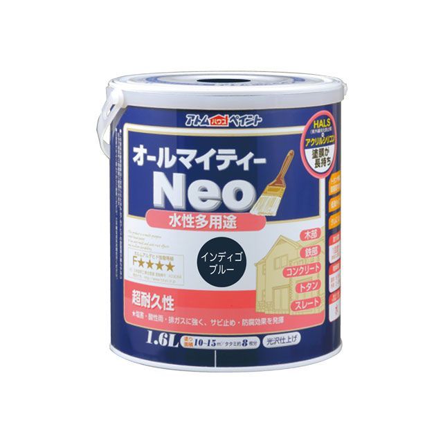 アトムハウスペイント 水性オールマイティーネオ1.6Lインディゴブルー ATOM HOUSE PAINT 日用品の通販は 5,616円