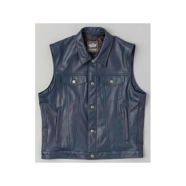 カドヤ K’S LEATHER＆K’S PRODUCT DT LEATHER VEST（ネイビー） サイズ 3L KADOYA バイク