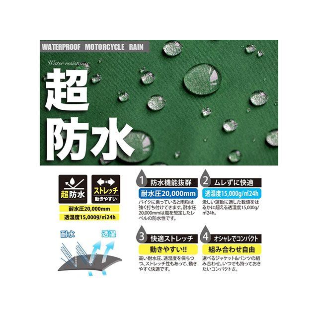 ライズ MCR05 バイク用レインコート MICRO（チェック） サイズ L RIDEZ
