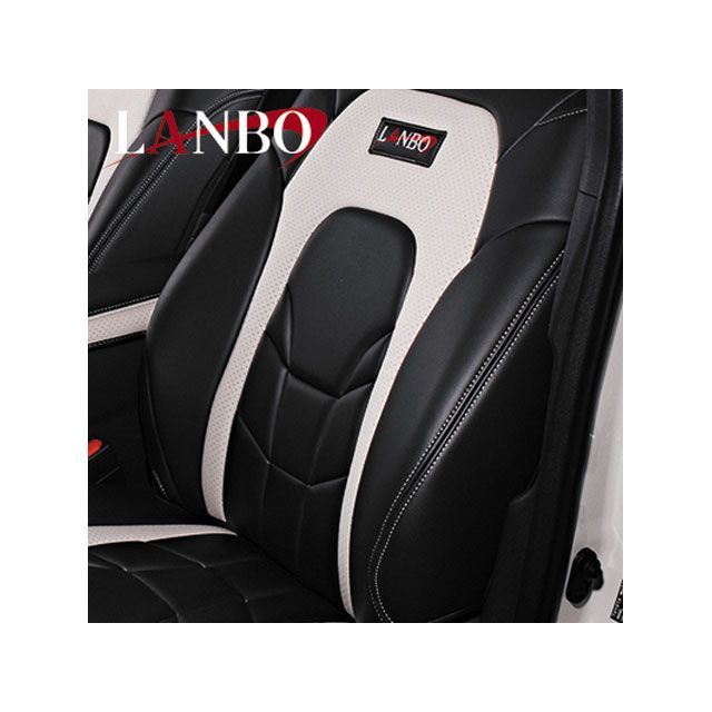 LANBO レザーシートカバー Type VOID 200ハイエース（ブラック×ホワイトパンチング） LANBO