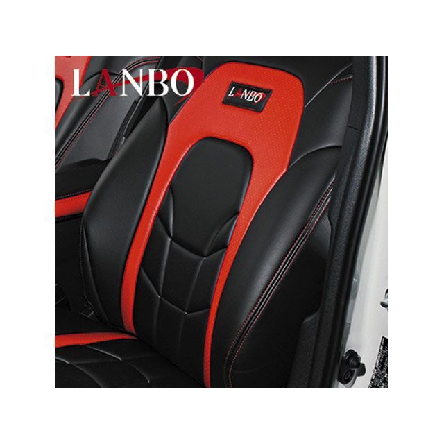 LANBO レザーシートカバー Type VOID 200ハイエース（ブラック×レッドパンチング） LANBO