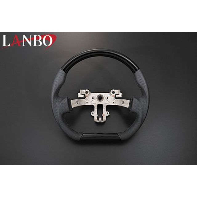 LANBO オリジナルステアリング ガングリップ エブリィバン DA17V（黒木目） LANBO