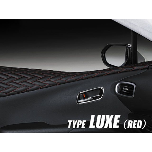 LANBO レザードアパネル Type LUXE 50プリウス（ブラック×レッド） LANBO