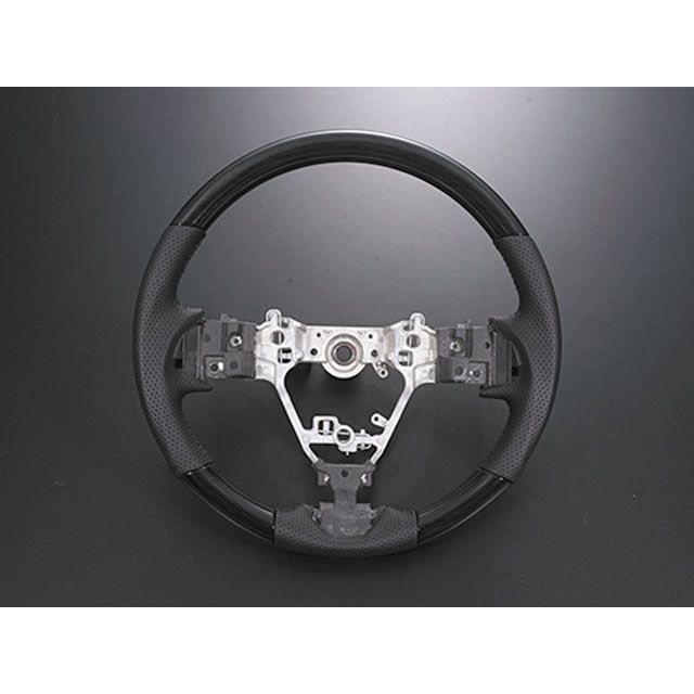 LANBO オリジナルステアリング ガングリップ ウェイク LA700/710S（黒木目） LANBO