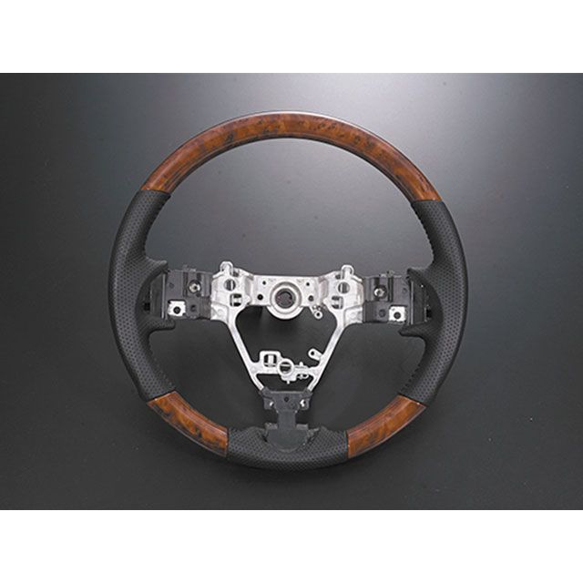 LANBO オリジナルステアリング ガングリップ ウェイク LA700/710S（茶木目） LANBO