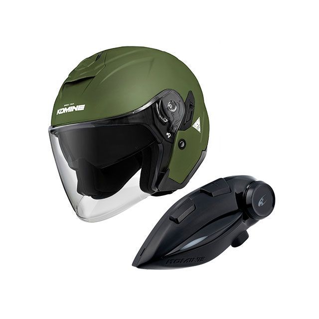 コミネ KK-902モーターサイクルインターカム＋HK-172 FL コンポジェットFRPジェットヘルメット（オリーブ） サイズ L KOMINE