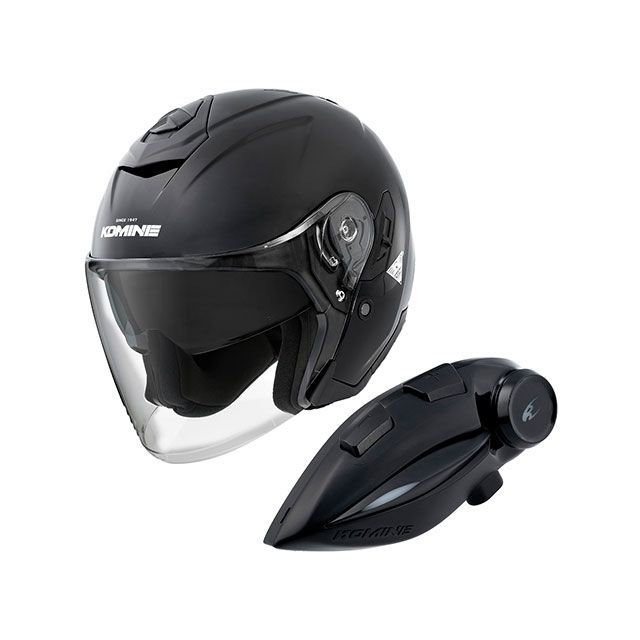 KOMINE マットブラック HK-172 ミラーシールド付き コミネ HK-172 ☆ コンポジット FRP ジェットヘルメット KOMINE