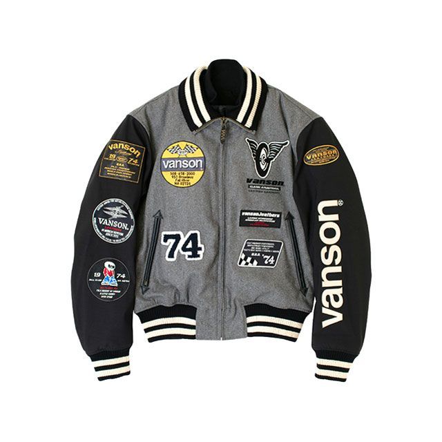 バンソン 2024-2025秋冬モデル VS24107W AWARD JACKET（グレー/ブラック） サイズ 3XL VANSON バイクの通販は 23,849円