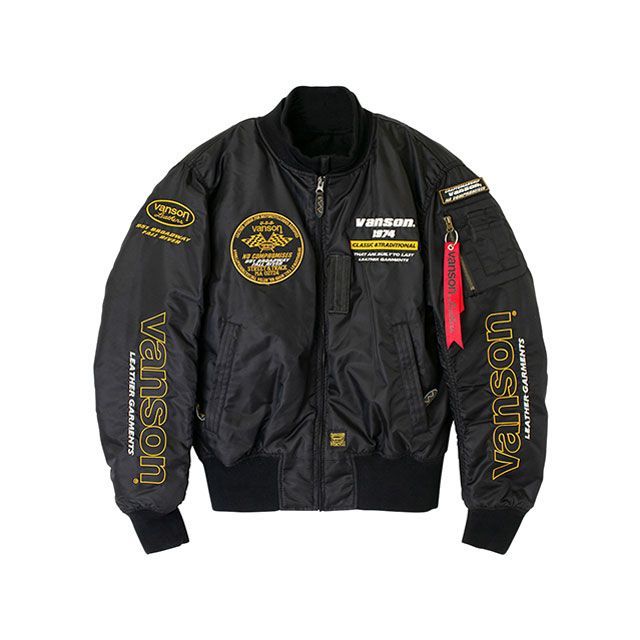 バンソン 2024-2025秋冬モデル TVS2407W MA-1 JACKET（ブラック/イエロー） サイズ 2XL VANSON バイクの通販は 20,860円