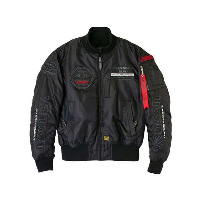 バンソン 2024-2025秋冬モデル TVS2407W MA-1 JACKET（ブラック/ガンメタル） サイズ 2XL VANSON バイク