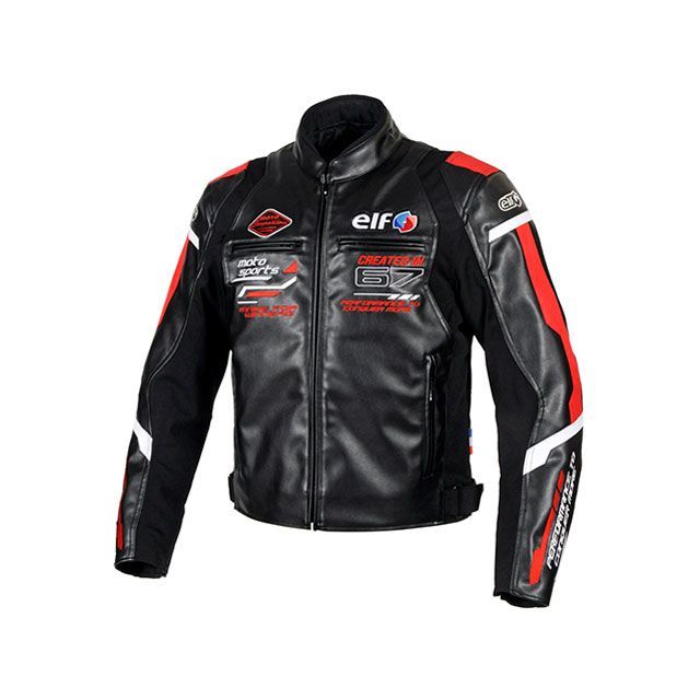 エルフ ライディングウェア 2024-2025秋冬モデル EJ-W120 エヴォルツィオーネPUレザージャケット（レッド） サイズ 4L elf r…