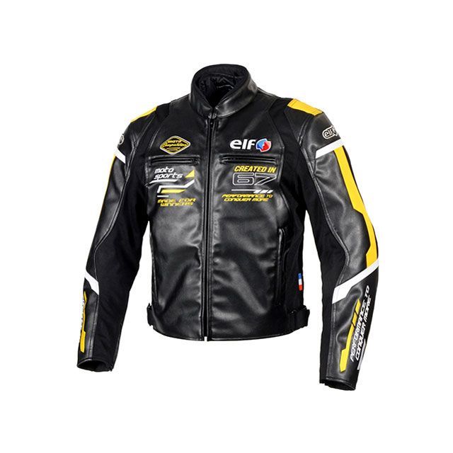 エルフ ライディングウェア 2024-2025秋冬モデル EJ-W120 エヴォルツィオーネPUレザージャケット（イエロー） サイズ 3L elf …の通販は